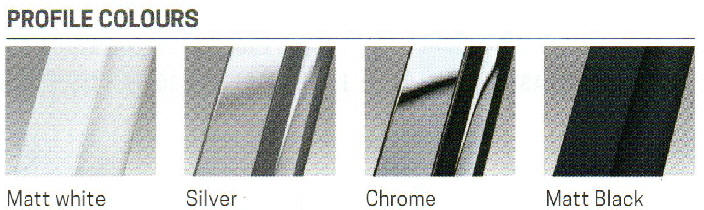 KUADRA H Glass standard profile colour options