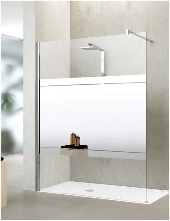 Novellini Kuadra H MIRROR modesty panel walk in shower screen