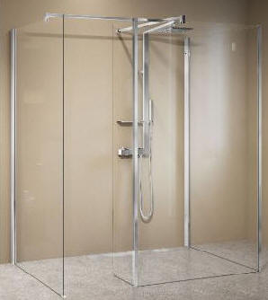 Glass shower screens and enclosures to suit a wet room shower.