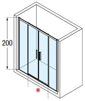 Novellini RIGA 2A shower door in alcove dia 1