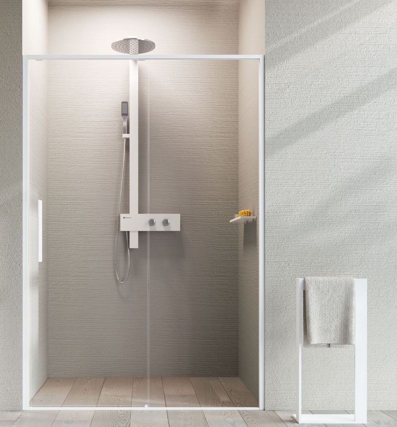 Novellini RIGA 2P two panel sliding shower door for an alcove